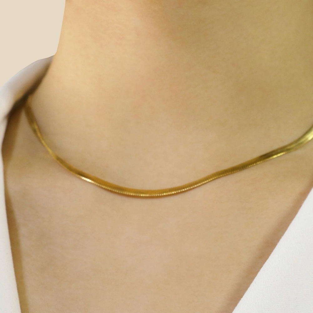 Herringbone Chain - 18K Gold